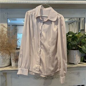 Light Pink Satin Button-Up Blouse